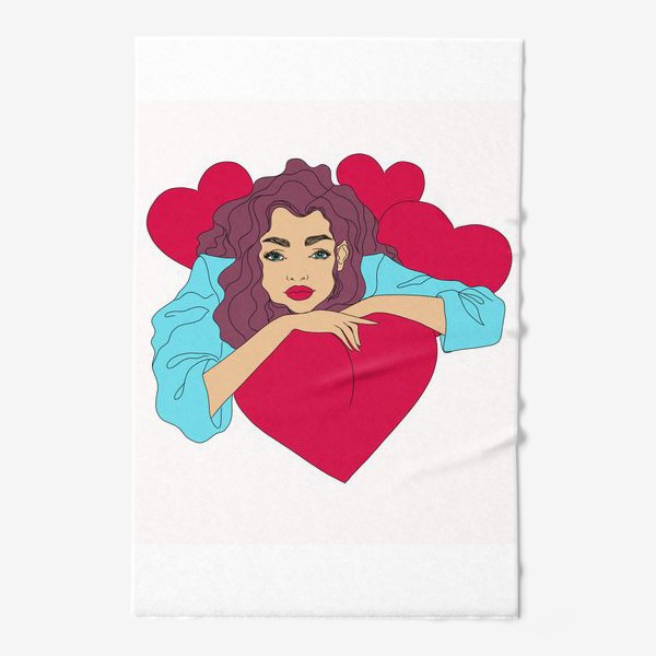 Полотенце «Девушка с сердцами»
