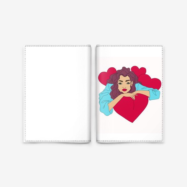 Обложка для паспорта «Девушка с сердцами»