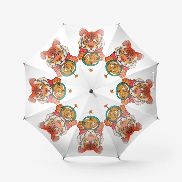 Зонт «Новогодний тигрёнок с часами 2022»