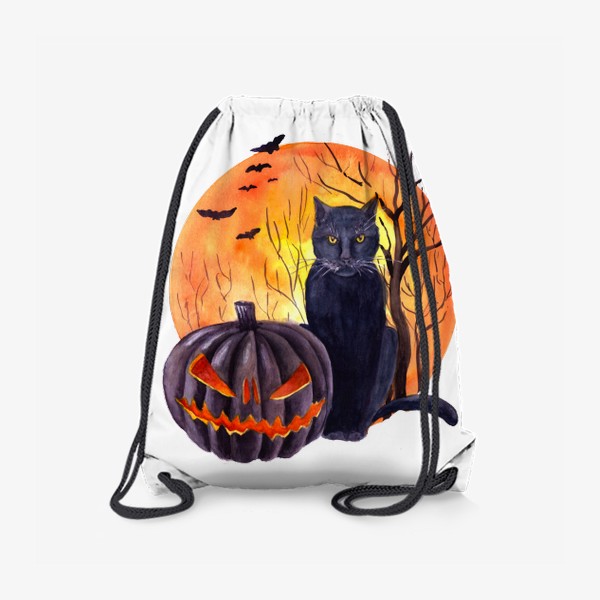 Рюкзак «Черный кот Черная тыква Хэллоуин»