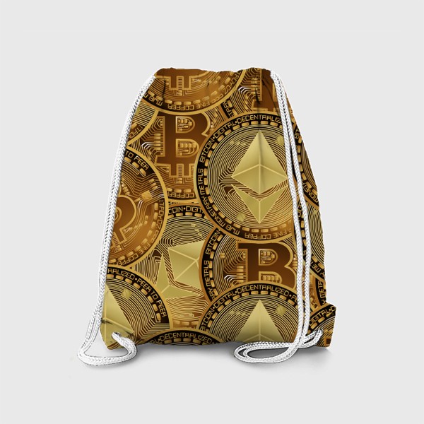 Рюкзак «Паттерн криптовалюта  Bitcoin, Ethereum, Биткоин, эфир, монеты, деньги»