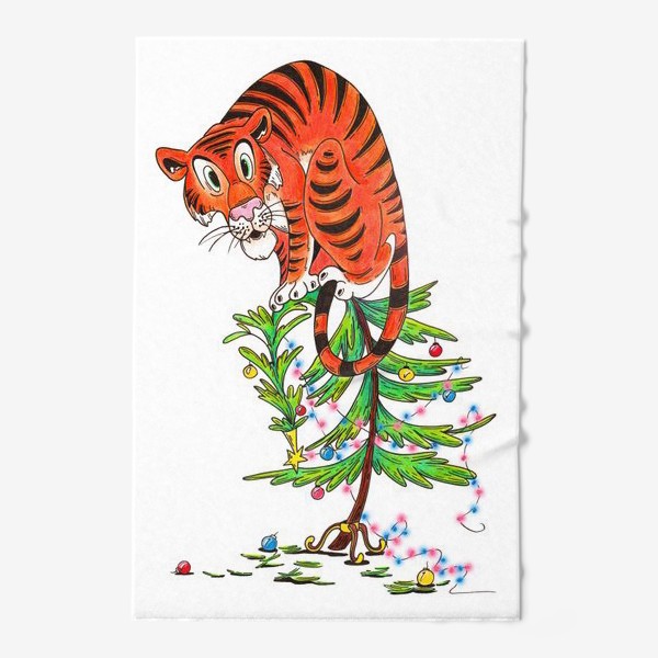 Полотенце «Тигр на ёлке. Новый год»