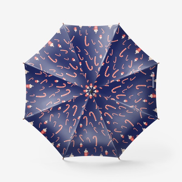 Зонт «Новогодний паттерн с конфетами и чашками»