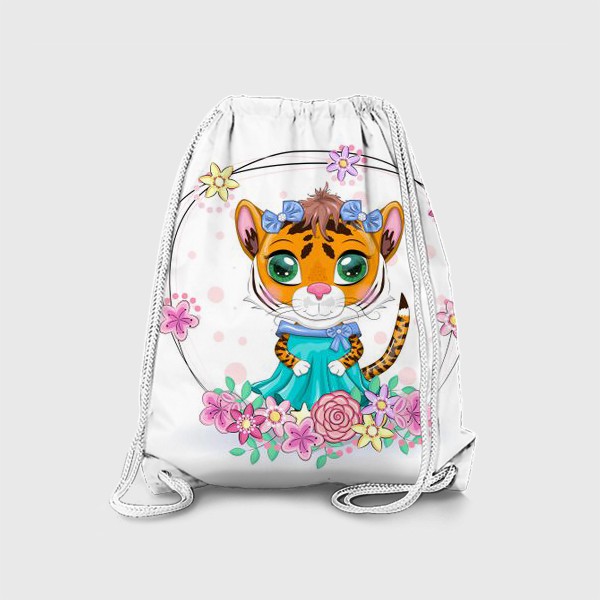 Рюкзак «Девочка тигрица в цветах. 2022 Новый год Тигр»