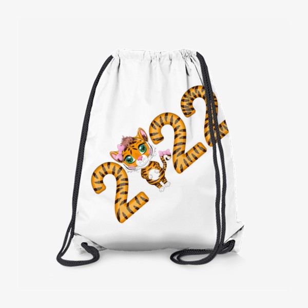 Рюкзак «2022, Тигр в надписи нового года, полосатые тигровые цифры»