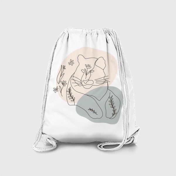 Рюкзак «Тигр с растениями. Лайн-арт абстракция. Год тигра»