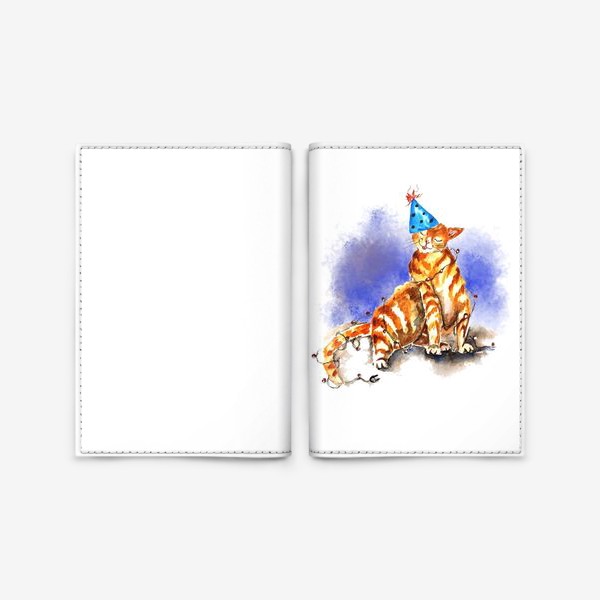 Обложка для паспорта «Кот котик новый год праздник »