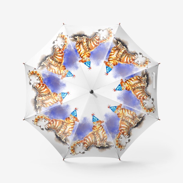 Зонт «Кот котик новый год праздник »