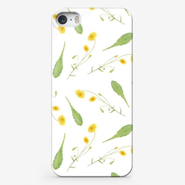Чехол iPhone «Одуванчики, полевые цветы, лето, солнце. Акварель на белом фоне»