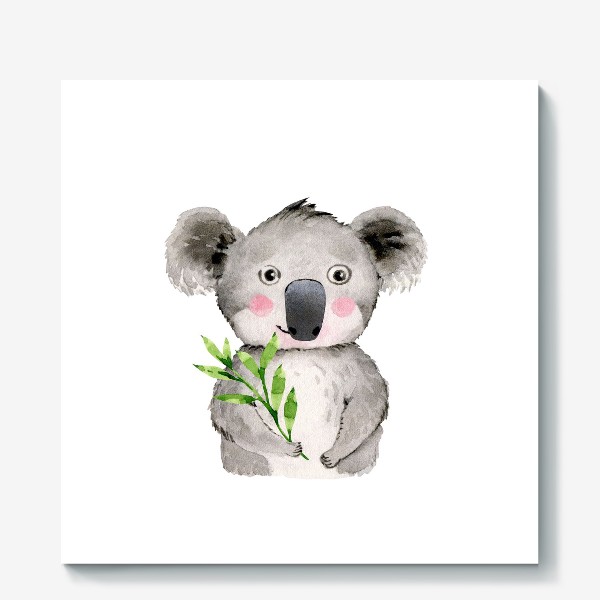 Холст &laquo;акварельный рисунок панда с веточкой растения &raquo;