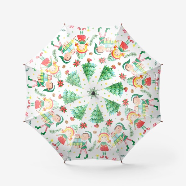 Зонт «Новогодние эльфы с подарками»