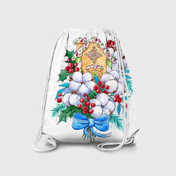 Рюкзак «Зимний букет с пряничным домиком»
