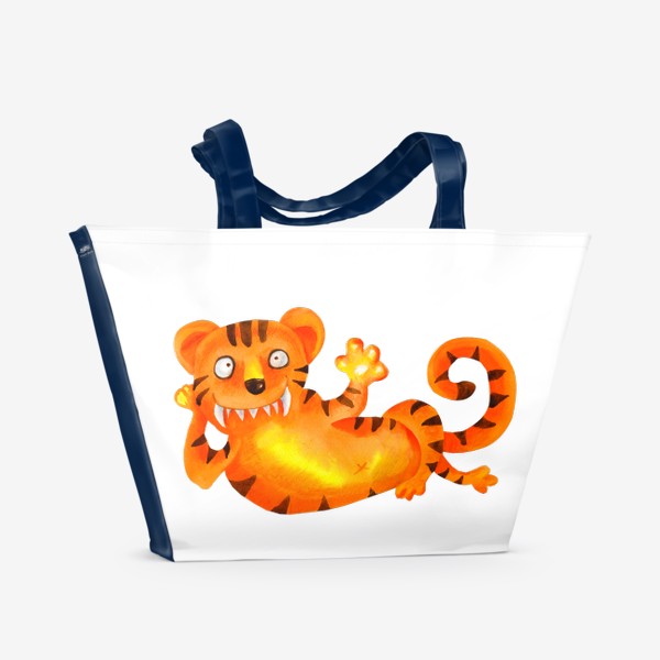 Пляжная сумка &laquo;Год тигра 2022 Новый год Прикольный тигр Смешной тигр Парная футболка&raquo;