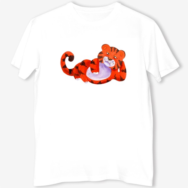 Футболка «Год тигра 2022 Новый год Прикольный тигр Смешной тигр Парная футболка»
