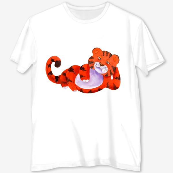 Футболка с полной запечаткой «Год тигра 2022 Новый год Прикольный тигр Смешной тигр Парная футболка»