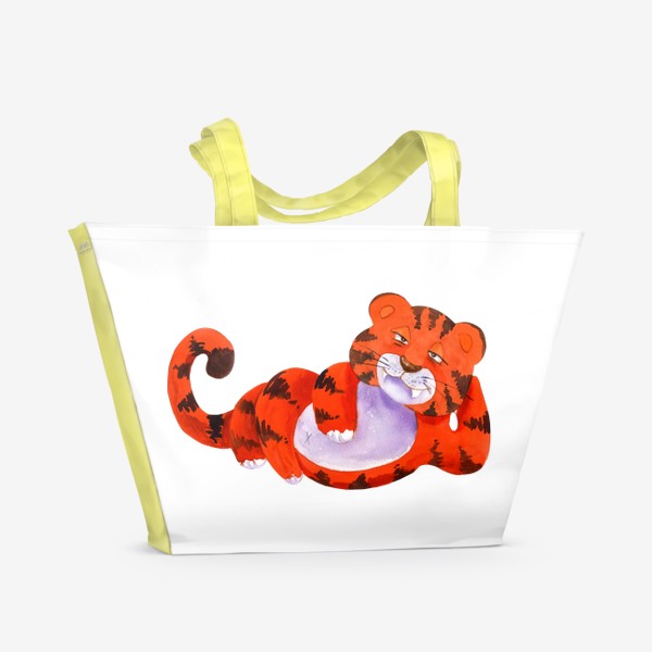 Пляжная сумка &laquo;Год тигра 2022 Новый год Прикольный тигр Смешной тигр Парная футболка&raquo;