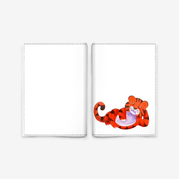 Обложка для паспорта «Год тигра 2022 Новый год Прикольный тигр Смешной тигр Парная футболка»
