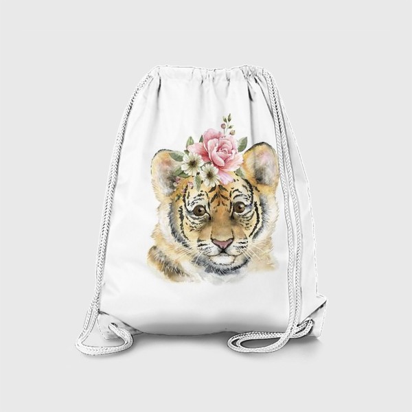 Рюкзак «животное тигр с букетом цветов на голове »