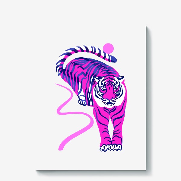 Холст «розовый тигр.»