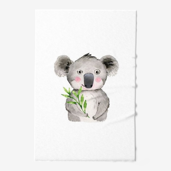 Полотенце «акварельный рисунок панда с веточкой растения »