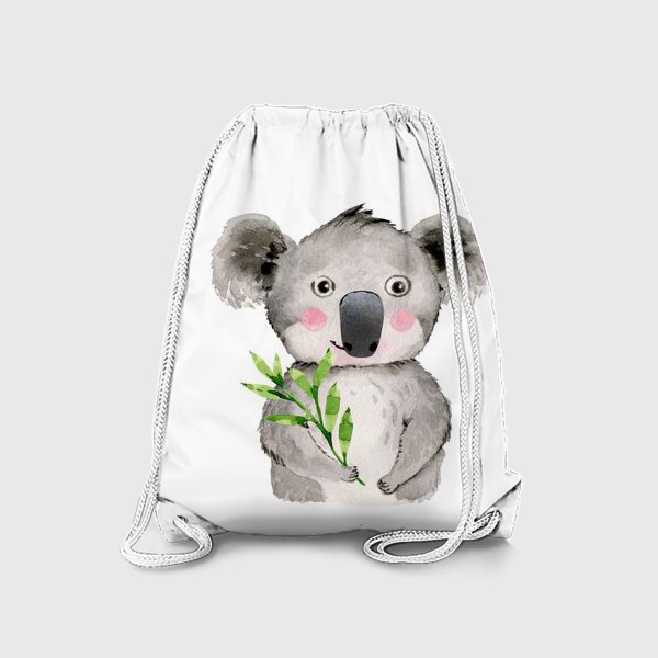Рюкзак «акварельный рисунок панда с веточкой растения »