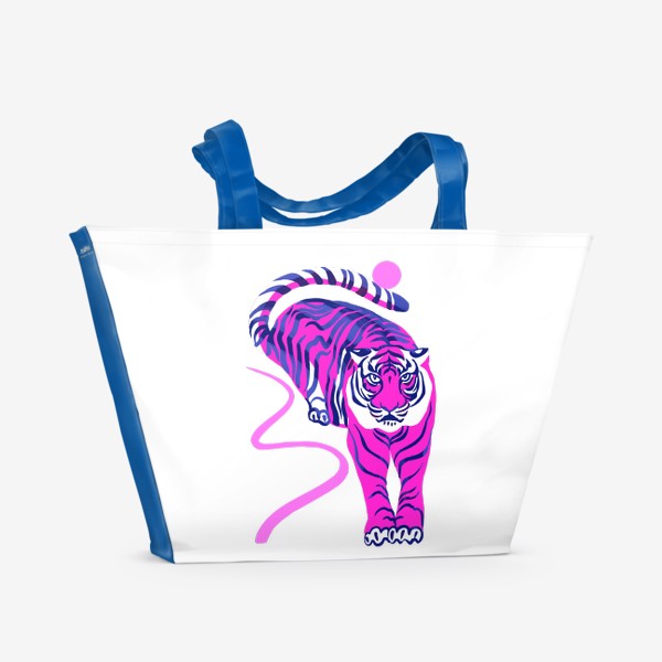 Пляжная сумка «розовый тигр.»