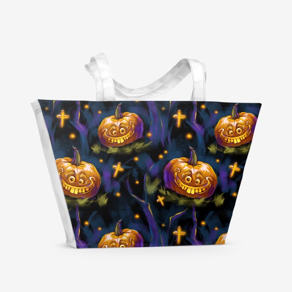Пляжная сумка «Тыквы узор Хэллоуин »