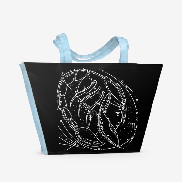 Пляжная сумка «Скорпион зодиак. Черный.»