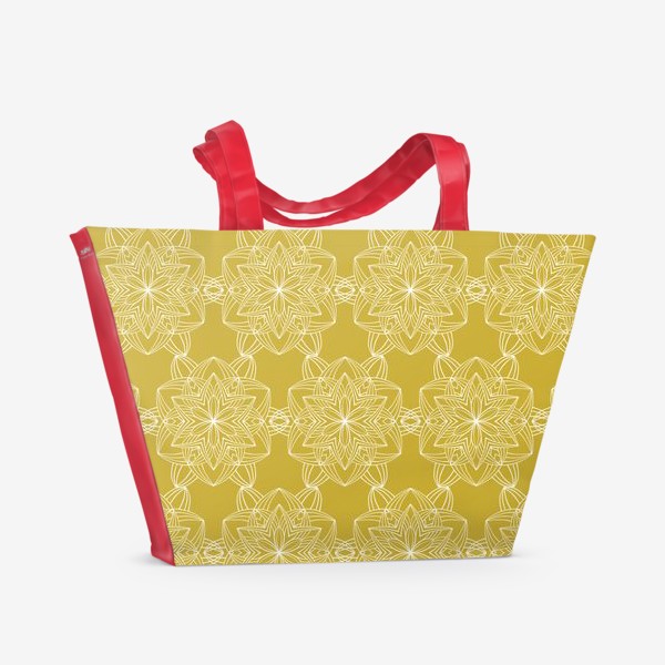 Пляжная сумка «Мандала на желтом фоне. Бесшовная текстура.»
