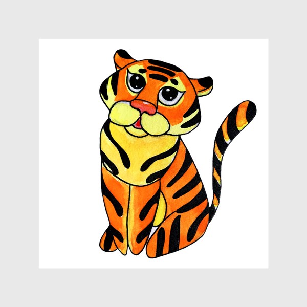 Шторы «Символ 2022 года Акварельный тигр 1 Минимализм»