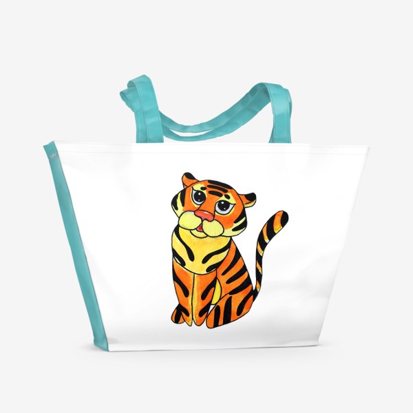 Пляжная сумка «Символ 2022 года Акварельный тигр 1 Минимализм»