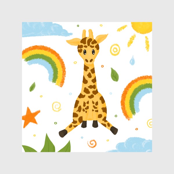 Шторы «Милый мультяшный жираф.»