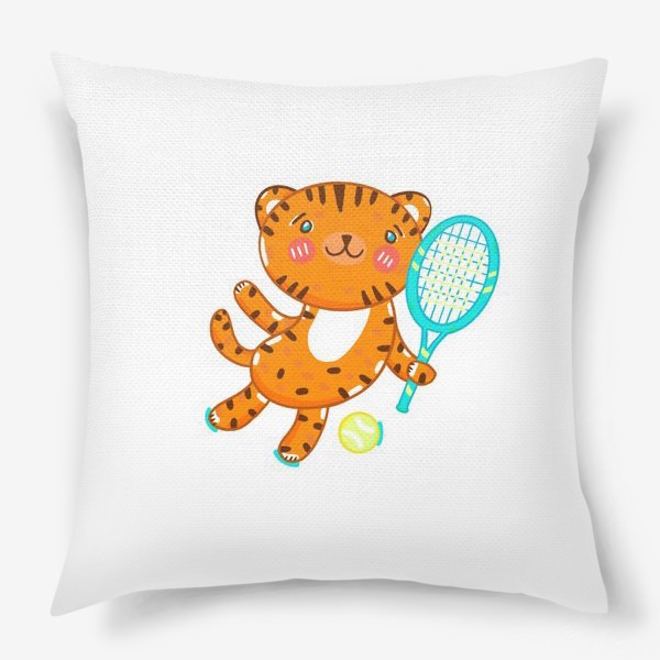 Подушка «Кототигр с теннисной ракеткой»