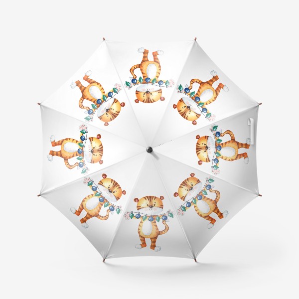 Зонт «Новогодний тигренок с гирляндой»