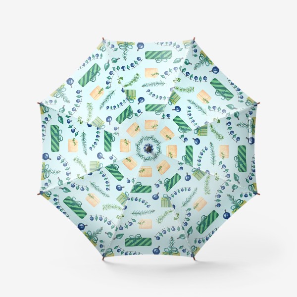 Зонт «Новогодние гирлянды и подарки»