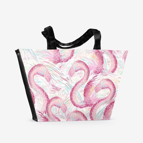 Пляжная сумка &laquo;Фламинго цвета рассвета&raquo;