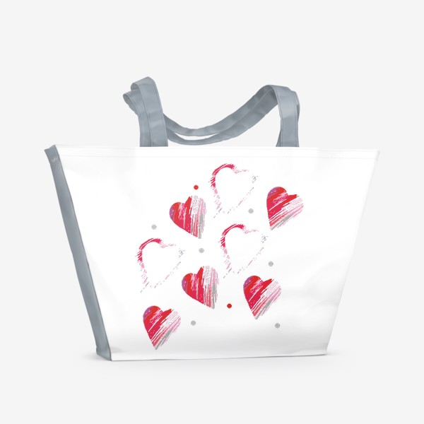 Пляжная сумка «Сердца в белом »