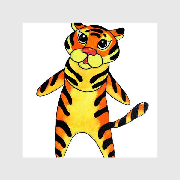 Шторы «Символ 2022 года Акварельный тигр 2 Минимализм»
