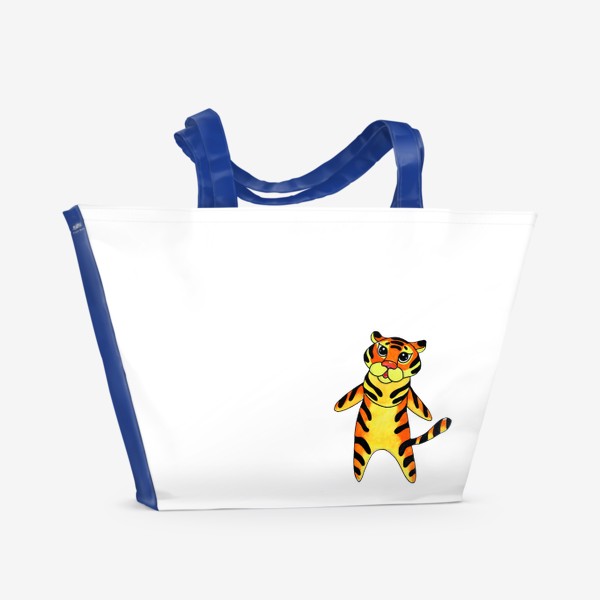 Пляжная сумка «Символ 2022 года Акварельный тигр 2 Минимализм»