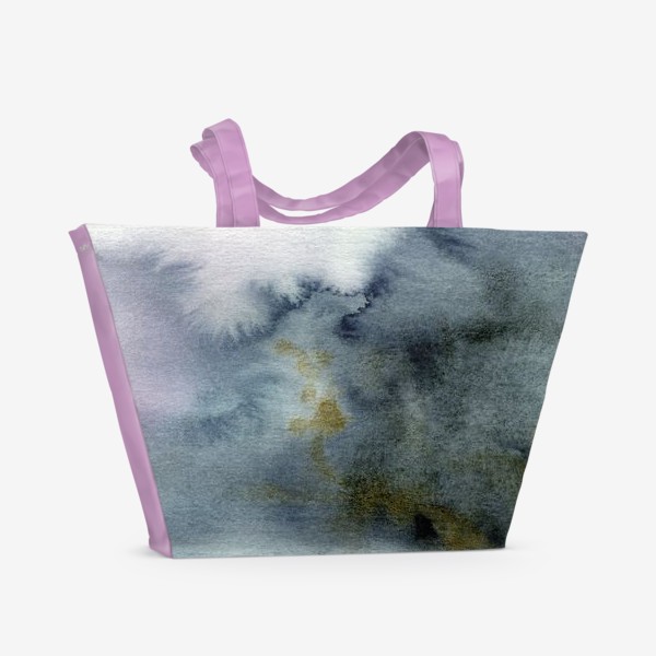 Пляжная сумка «Акварель современная абстракция, серый и золотой»
