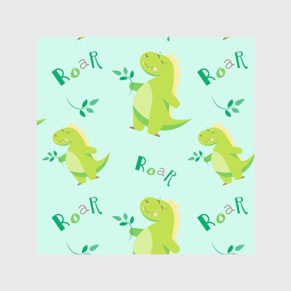 Шторы «Милый зеленый динозавр»