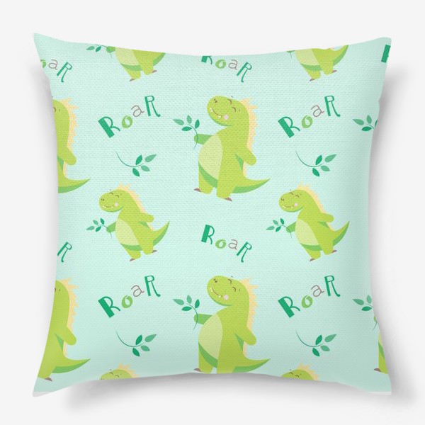 Подушка «Милый зеленый динозавр»