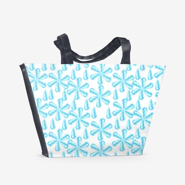 Пляжная сумка «паттерн акварелью капельки вода льдинки снежинки»