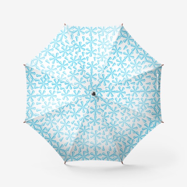 Зонт «паттерн акварелью капельки вода льдинки снежинки»