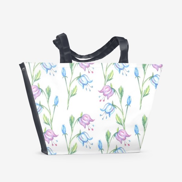 Пляжная сумка «паттерн акварель колокольчики цветы»