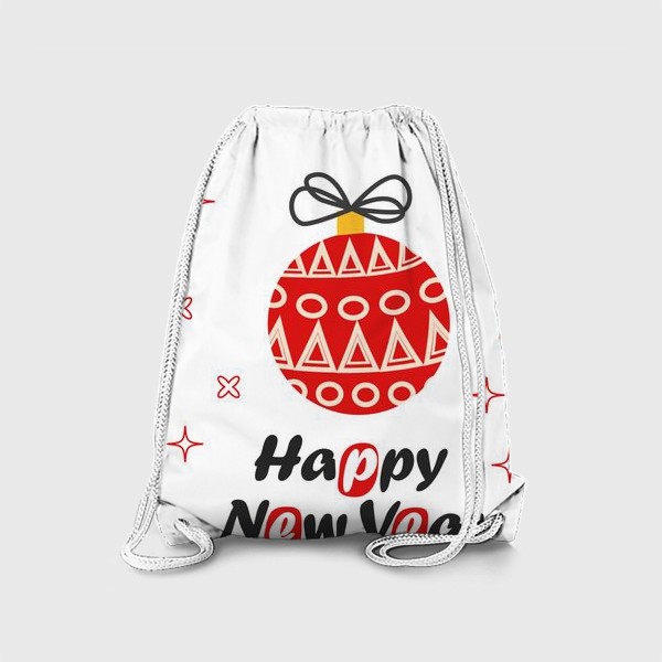 Рюкзак «Елочный шар и новогодняя поздравительная надпись, скандинавский стиль»