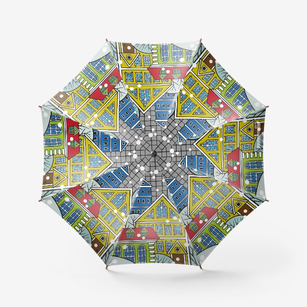 Зонт «рисунок зимнего города. идет снег»