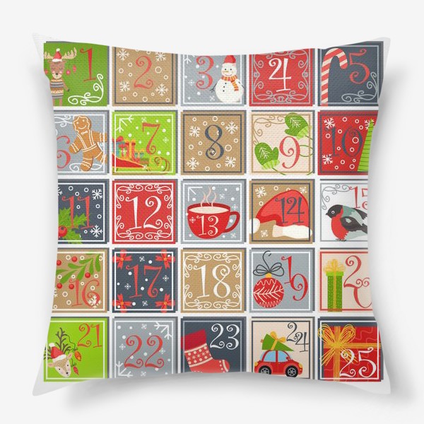 Подушка «Праздничный пятнашки-календарь в ожидании Нового года. Паттерн, на подушку»