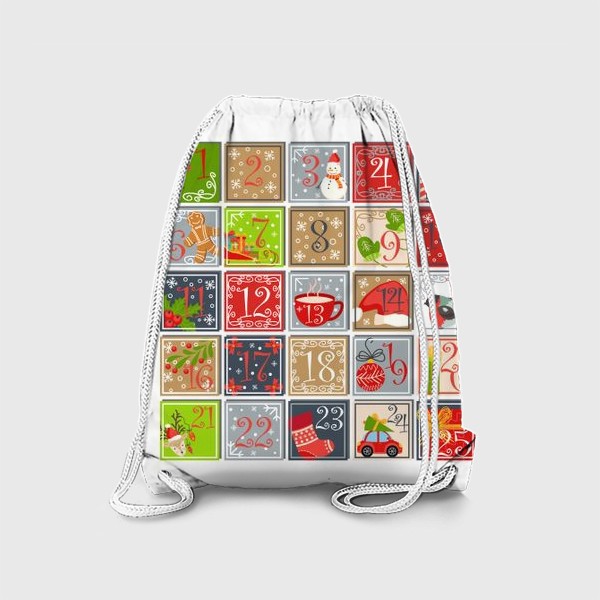 Рюкзак «Праздничный пятнашки-календарь в ожидании Нового года. Паттерн, на подушку»