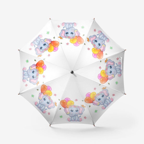 Зонт «Слоник с шарами и бабочками. От ребенка маме»